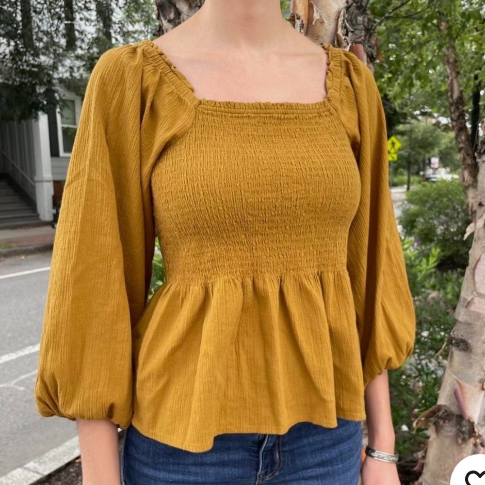 Madewell Lucie Smoked Peplum Top, Size S